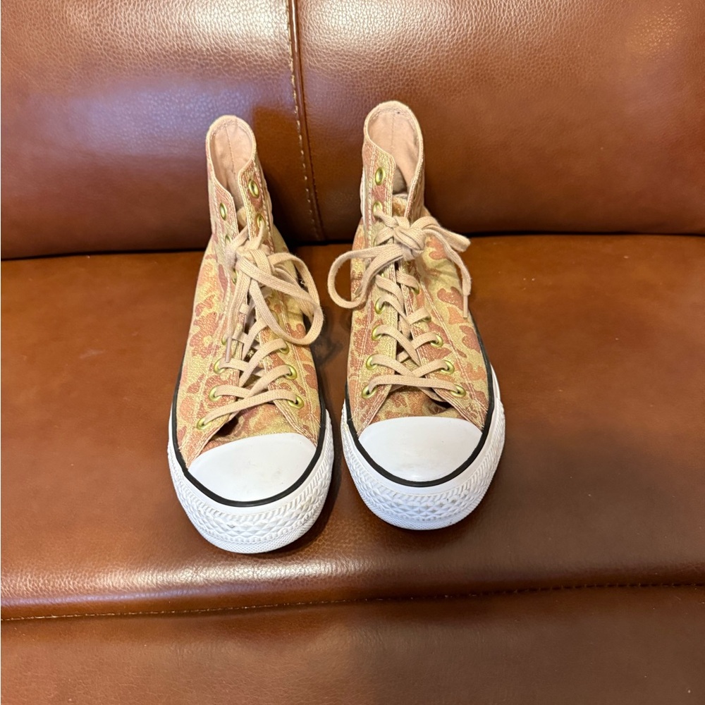 Converse Gold and Brown High-Top Sneakers